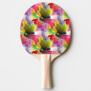 Raquete De Ping Pong Textura vermelha, aguarela amarela do design