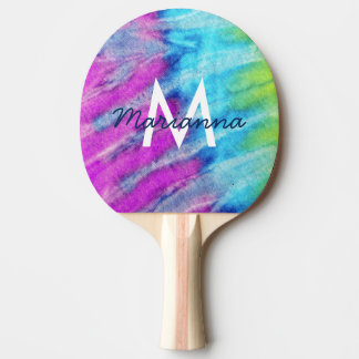 Raquete De Ping Pong Tie Dye Design Monograma Retro