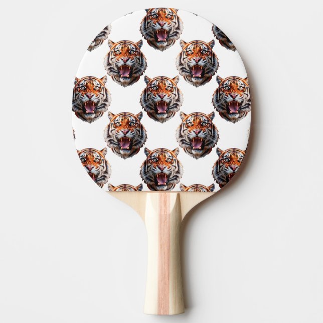Raquete De Ping Pong Tiger Head Pattern Design - White   (Frente)