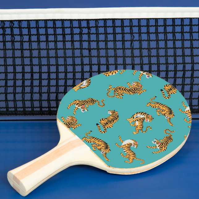 Raquete De Ping Pong Tiger sobre o padrão do Teal (Insitu)