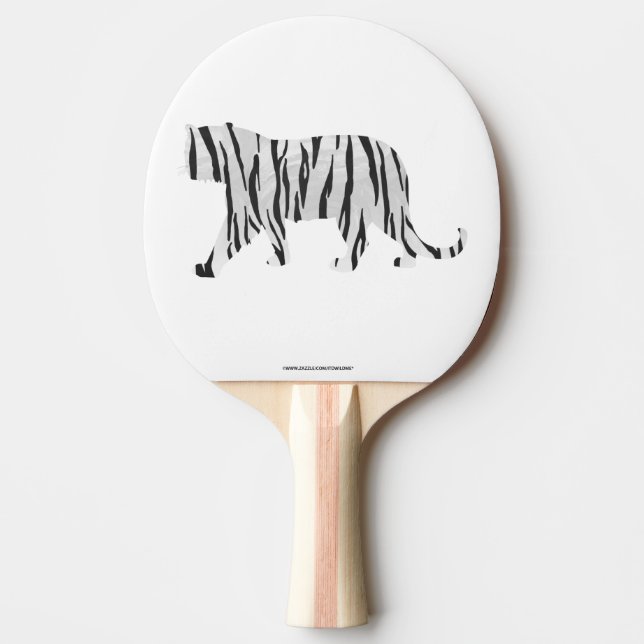 Raquete De Ping Pong Tigre de silicone preto e branco (Frente)