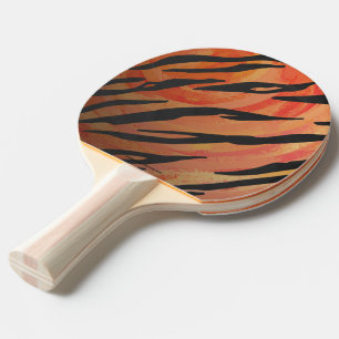 Raquete De Ping Pong Tigre Impressão preto e laranja quente
