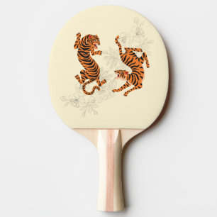 Raquete De Ping Pong Tigres com Flor de Cereja
