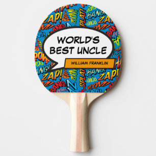 Raquete De Ping Pong Tio Legal Divertido Moderno Colorido História em Q