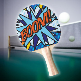 Raquete De Ping Pong Tipografia de BOMBAS de Cômica Colorida Moderna