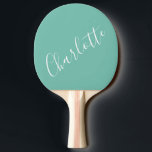 Raquete De Ping Pong Tipografia de Script Chic Personalizada Teal Moder<br><div class="desc">Nome da Tipografia de Script Minimalista no Pino Teal</div>
