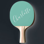 Raquete De Ping Pong Tipografia de Script Chic Personalizada Teal Moder<br><div class="desc">Nome da Tipografia de Script Minimalista no Pino Teal</div>