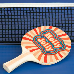 Raquete De Ping Pong Tipografia Holly Jolly sobre Feriados de Natal