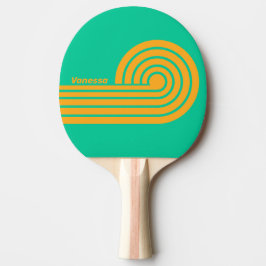 Raquete De Ping Pong Tira Curva do Soco Tropical Retro com Nome