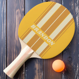 Raquete De Ping Pong Tira de Sol Retro Mostarda com Nome