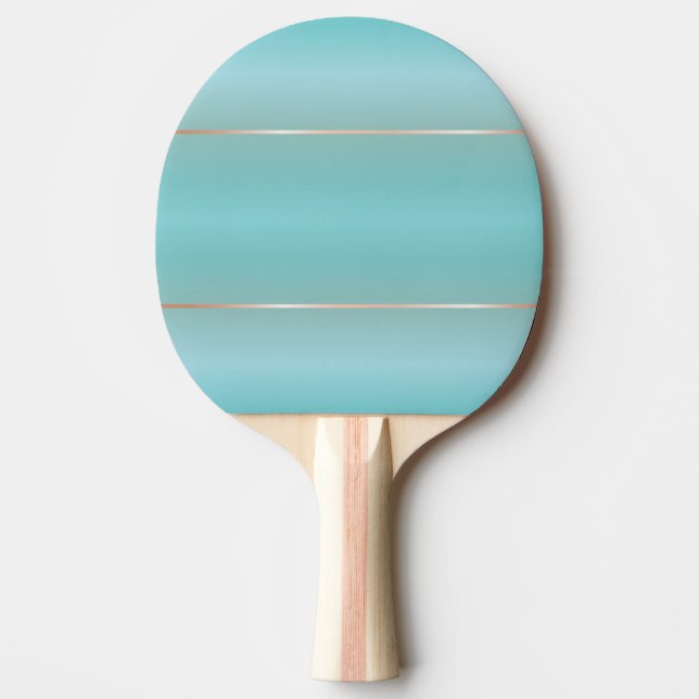 Raquete De Ping Pong Tiras Douradas de Rosa de Turquesa (Frente)