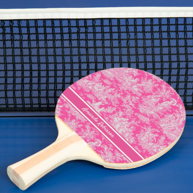 Raquete De Ping Pong Tóile de jouy, rosa-quente, com vinheta (Insitu)