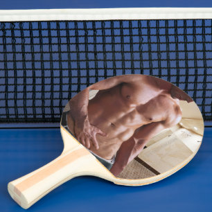 Raquete De Ping Pong Torso masculino musculoso sem camisa de SlipperyJo