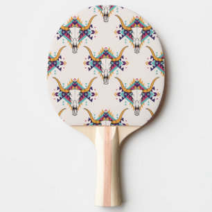 Raquete De Ping Pong Touro Tribal Caveira: Boho Sem Semente