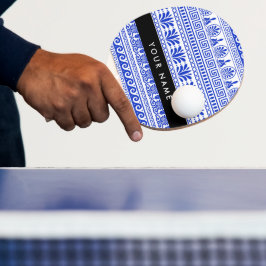 Raquete De Ping Pong Traço Grego, Chave Mista, Azul, Seu Nome