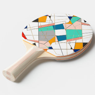 Raquete De Ping Pong Traços Geométricos Dourados com Abstrato Colora