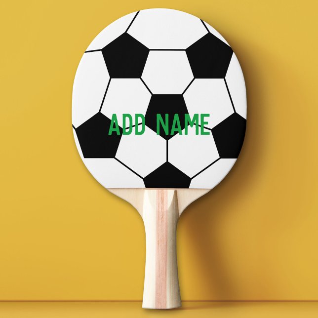 Raquete De Ping Pong Treinador de Bola de Futebol - Desenho Moderno Neg (Custom Ping Pong Paddle - Team or College Soccer)