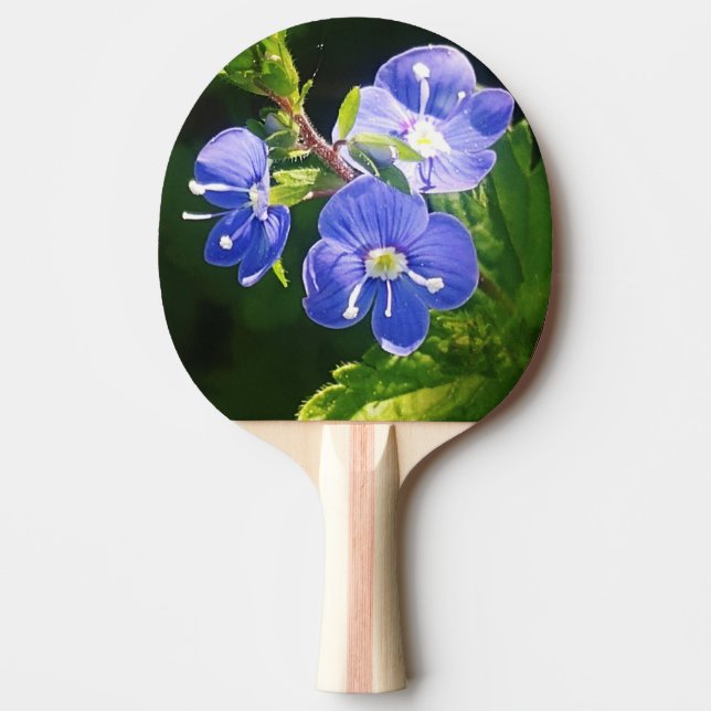Raquete De Ping Pong Três Flores Azuis (Frente)