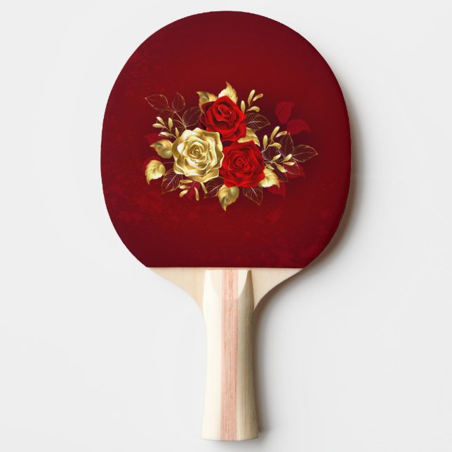 Raquete De Ping Pong Três Rosas de joalharia (Frente)