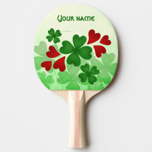 Raquete De Ping Pong Trevo bonito do Dia de São Patrício e corações
