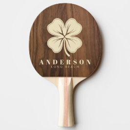 Raquete De Ping Pong Trevo de Quatro Folhas de Madeira de Noz com Nome