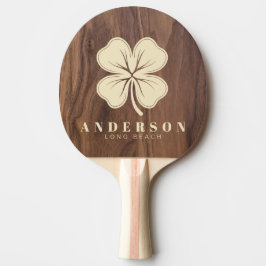 Raquete De Ping Pong Trevo de Quatro Folhas de Madeira de Noz com Nome