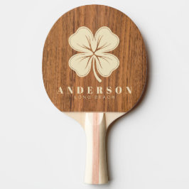 Raquete De Ping Pong Trevo de Quatro Folhas de Olmo com Nome