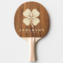 Raquete De Ping Pong Trevo de Quatro Folhas de Olmo com Nome