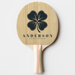 Raquete De Ping Pong Trevo de Quatro Folhas em Bambu Leve com Nome