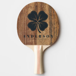 Raquete De Ping Pong Trevo de Quatro Folhas em Madeira de Cedro com Nom