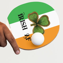 Raquete De Ping Pong Trevo Vintage Verde Irlandês AF Dia de São Patríci