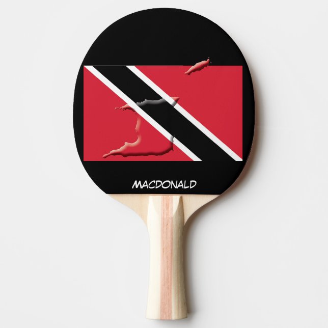 Raquete De Ping Pong TRINIDAD TOBAGO FLAG E MAP Personalizado NEGRO (Frente)