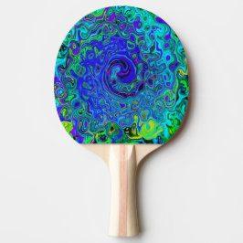 Raquete De Ping Pong Trippy Violet Blue Abstrato Retro Liquid Swirl