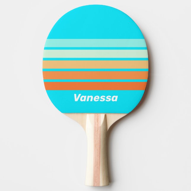 Raquete De Ping Pong Tropic Splash Across Striping with Name (Frente)