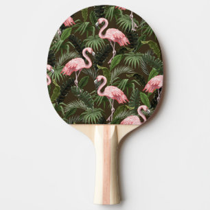 Raquete De Ping Pong Tropical Flamingo Pattern: Folhas Vintage