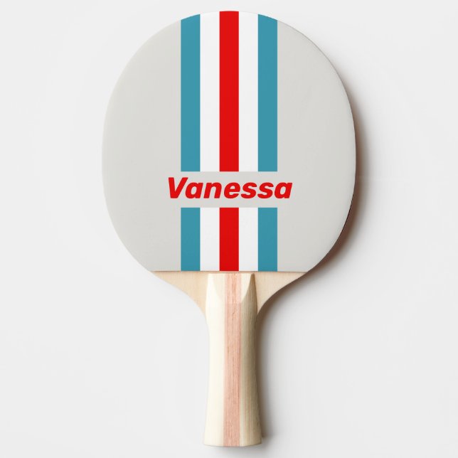 Raquete De Ping Pong Trovão Listrado com Nome (Frente)