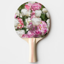 Raquete De Ping Pong Tulipas brancas e cor-de-rosa brilhantes num dia e