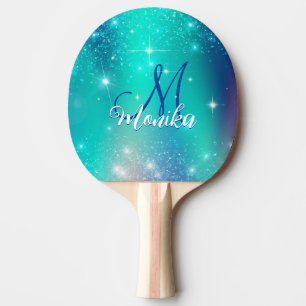 Raquete De Ping Pong Turquesa Cóta Unicórnio Arco-Íris Brilhante
