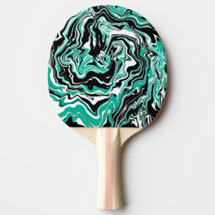 Raquete De Ping Pong Turquesa, Negras e Brancos Marble