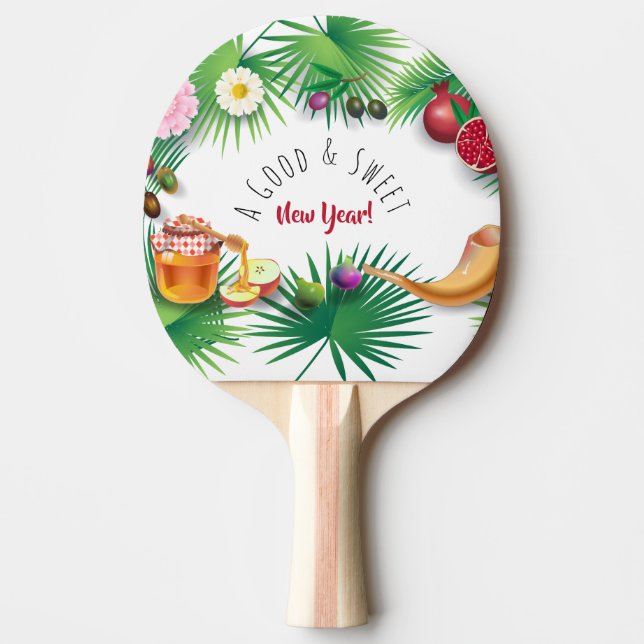Raquete De Ping Pong Um Ano Novo Bom E Doce! Holiday Rosh Hashanah (Frente)