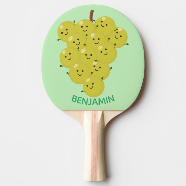 Raquete De Ping Pong Um belo cacho engraçado de desenho animado de uva (Frente)