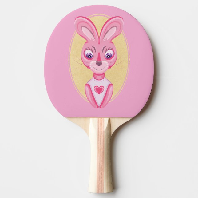 Raquete De Ping Pong Um belo desenho animado de menina coelhinha (Frente)