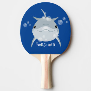 Raquete De Ping Pong Um bonito e feliz desenho animado de golfinho kawa