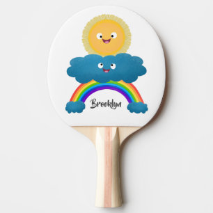 Raquete De Ping Pong Um desenho animado da nuvem-arco-íris, uma nuvem