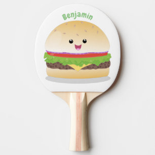 Raquete De Ping Pong Um lindo desenho animado de hambúrguer de kawaii