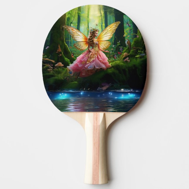 Raquete De Ping Pong Uma floresta mágica de fadas  (Frente)