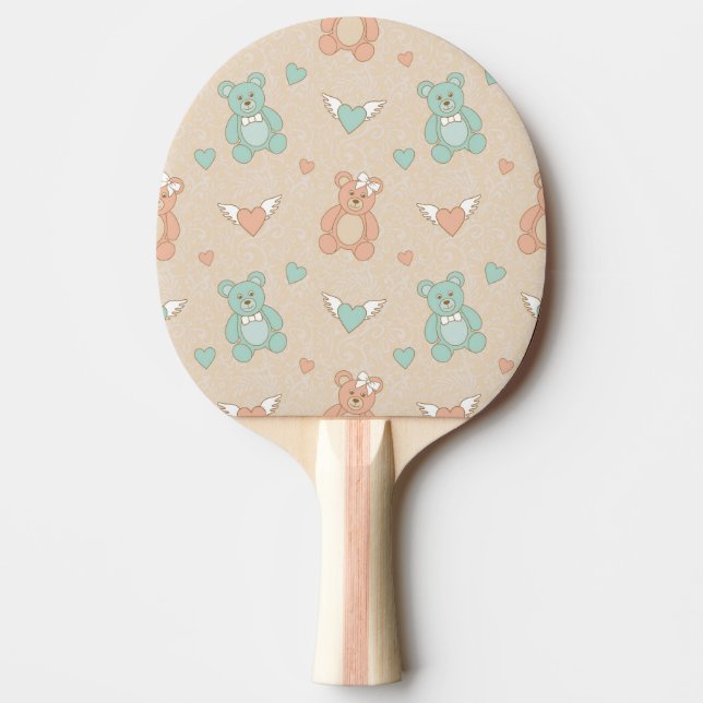 Raquete De Ping Pong Ursinhos de casamento (Frente)
