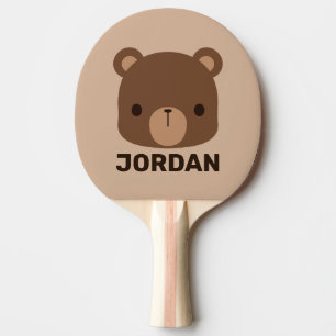 Raquete De Ping Pong Urso Castanho Bonito com Nome Personalizado