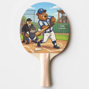 Raquete De Ping Pong Urso de Desenho Animado Jogando Beisebol