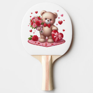Raquete De Ping Pong Urso de pelúcia Dia de os namorados